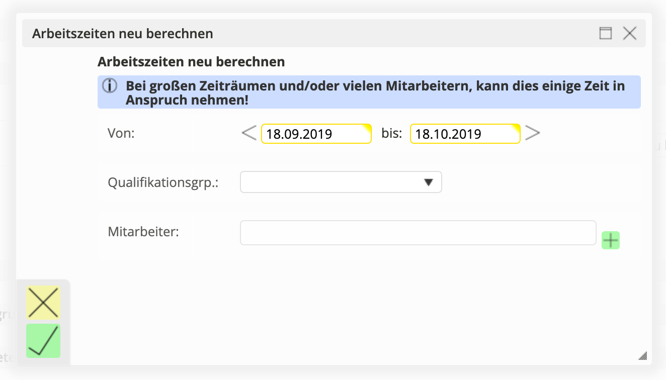 Arbeitszeiten neu berechnen Arbeitszeiten neu berechnen