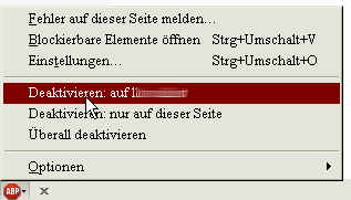 Adblock Pluse deaktivieren